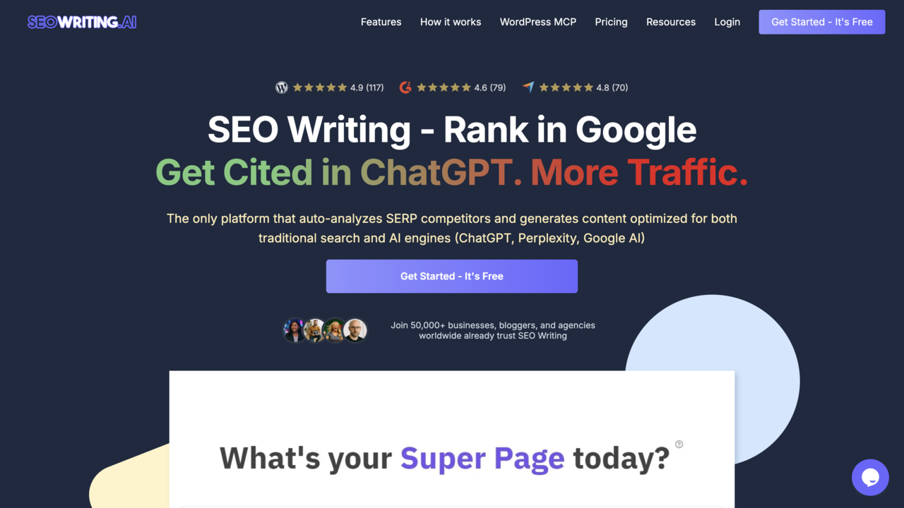 seo writing ai dashboard